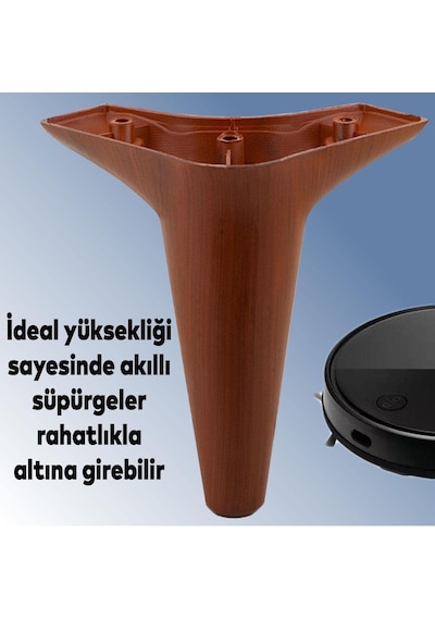 Aspen Lüks Mobilya Kanepe Sehpa Tv Ünitesi Koltuk Ayağı 15 Cm Kahverengi Ahşap Desenli Baza Ayak 4 Adet Beyaz - Çok Renkli