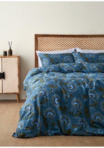 Bella Maison %100 Pamuk Saten Arora Çift Kişilik Nevresim Takımı Mavi 200x220 Cm Mavi
