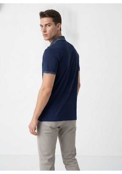 Giyim Dünyası Erkek Polo Yaka Kısa Kol Tshirt Lacivert