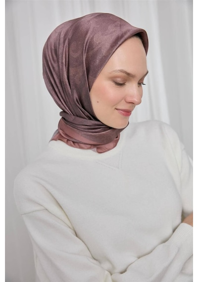 Silk Home Polyester Karışımlı Shiny Eşarp Soğan Kabuğu Etnik Desenli Parlak Dokulu 90x90 Çok Renkli