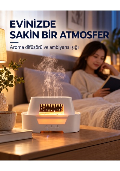 Damla Tasarımlı Aroma Difüzör 300 Ml Hava Nemlendirici Amber Işıklı 3 Renk Led Zamanlayıcılı Uygulama Kontrollü Dekoratif Buhar Makinesi Beyaz
