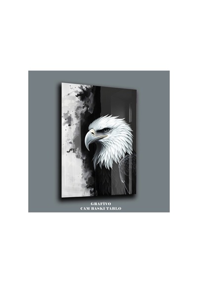 Kara Kartal Taraftar Uv Baskı Teknolojili Cam Tablo Siyah Beyaz Gücün Ve Asaletin Simgesi Modern Dekorasyon Temalı Dekoratif Duvar Tablosu, Salon, Ev Ve Ofis Dekoru, 60x90 Cm