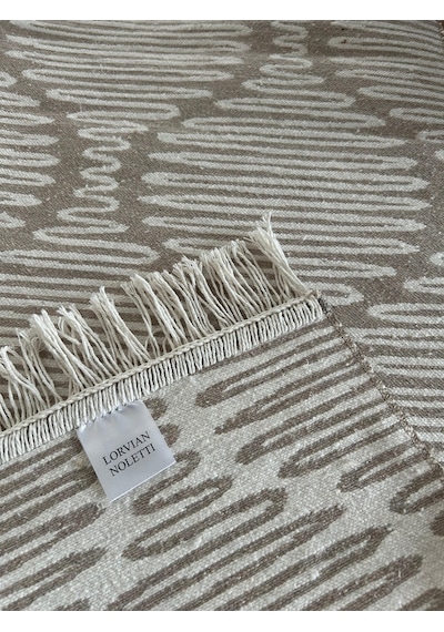Minimal Bej Modern Desen Çift Taraflı Makinede Yıkanabilir Ev İçi & Dış Mekan Uyumlu Kilim Renkli