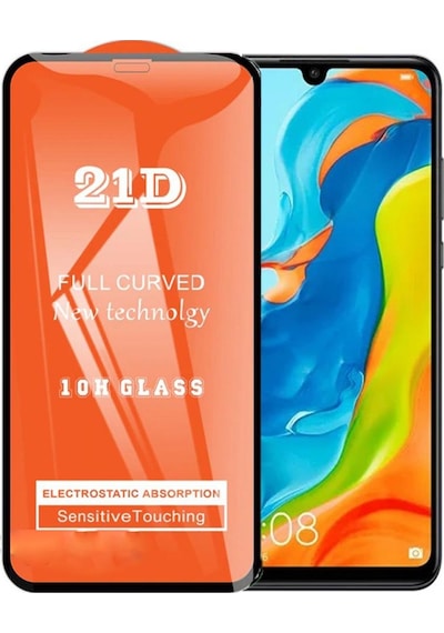 Huawei P30 Lite Ekran Koruyucu 21D Tam Kaplayan Kavisli