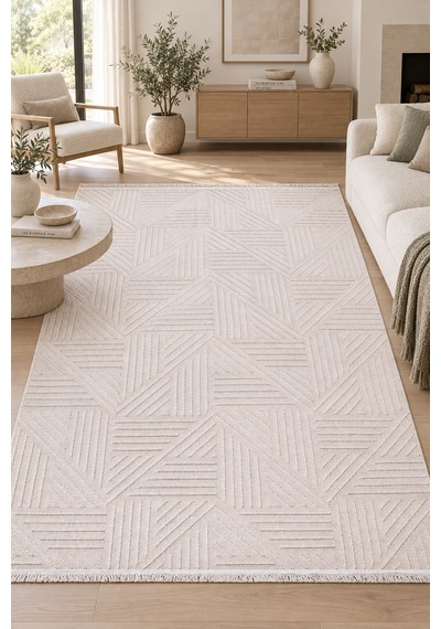Zafır Vizon Modern Salon Oturma Odası Halısı Özel Ölçü Robot Süpürge Uyumlu Kolay Temizlenir Polyester Sisal Dokulu