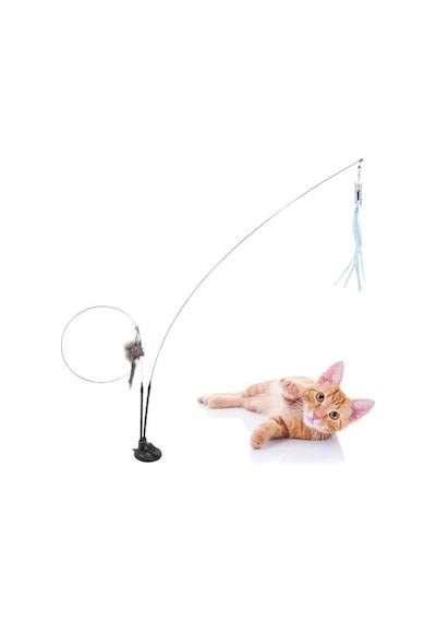 Vantuzlu Tüylü Zilli Olta Kedi Oyuncağı 5492
