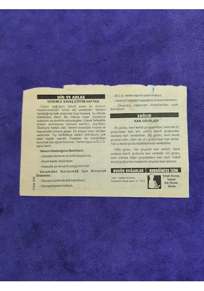 5 Ocak 2008 Takvim Yaprağı - Nostaljik Koleksiyonluk Takvim Yaprağı A