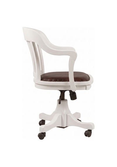 Throne Deri Döşemeli Ahşap Ofis Sandalyesi Beyaz