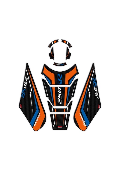 GP Kompozit CF Moto 250 SR 2020-2024 Uyumlu Tank Pad Seti Turuncu - Mavi
