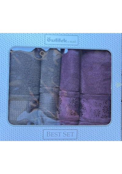 Özdilek Blossom Best Set Hamam Takımı Mürdüm-antrasit Çok Renkli