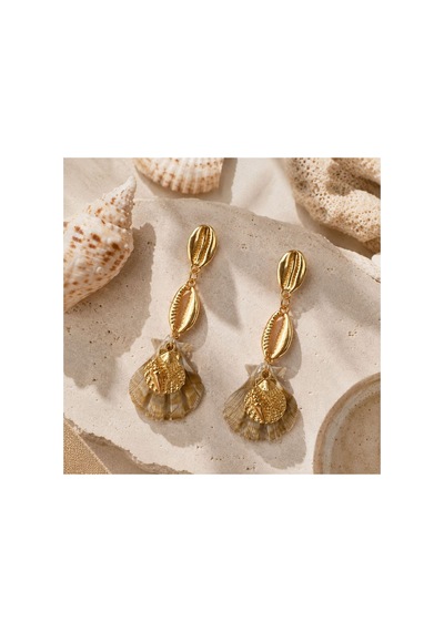 Gold Deniz Kabuğu Detaylı Sallantılı Kadın Küpe Deniz Temalı Bohem Yazlık Küpe Gold - 886706123 Gold - 886706123 Gold