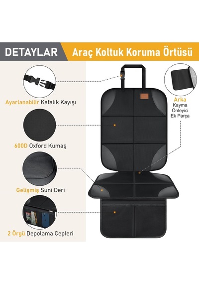 Haegs Oto Koltuk Koruyucu Kılıf, Çocuk Oto Koltuğu İçin Koruyucu Örtü, Kalın Pedli Araba Araç Koltuk Minderi Su Geçirmez Evcil Hayvan, Kedi Köpek Araç