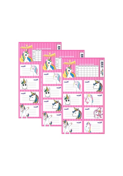 Okul Etiketi Kız Unicorn 8 li 3 Yaprak Ders Programlı 1 Paket