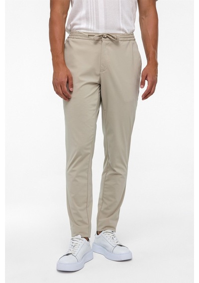 Süvari Bej Slim Armürlü Jogger Pantolon