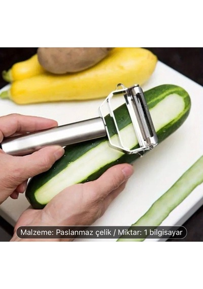 Çok Amaçlı Jülyen Soyucu Meyve Sebze Soyacak Salatalık Kabak Havuç Elma Soyacağı Çift Foksiyonlu Gümüş