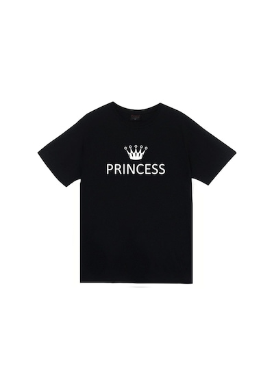 Unisex Siyah Princess Prenses Baskılı T-shirt SIYAH