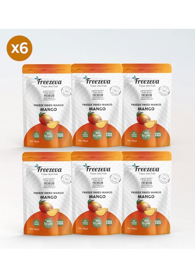 6'lı Paket Dondurularak Kurutulmuş Mango Freeze Dried Mango Freeze Dry Mango Kurusu 6x15 Gr 90 G