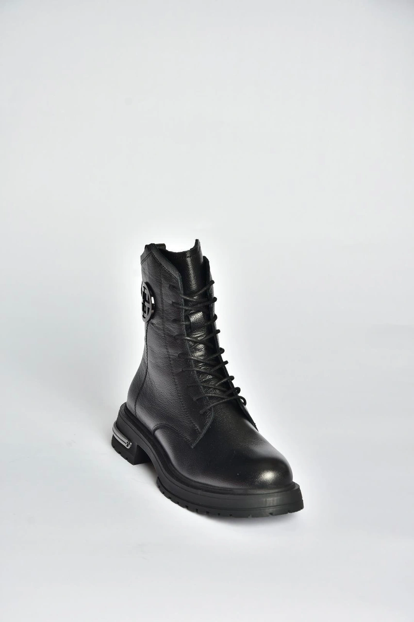 Fox Shoes V555575503 Siyah Hakiki Deri Kadın Postal Bot Siyah-hakiki Deri