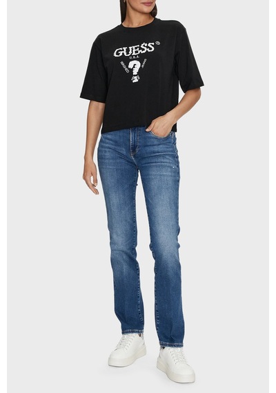 Guess Bayan T Shirt V4yı06 I3z14 Fj8n Siyah SIYAH