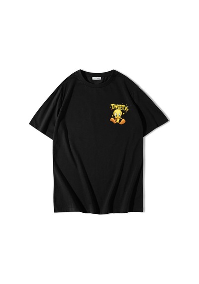 Brz Collectıon Brz Collection Unisex Oversize Tweety T-shirt Siyah
