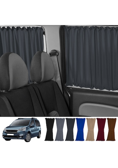 Pandami Peugeot Partner Tepee 2008-2018 Uyumlu Füme Raylı Oto Perde Takımı