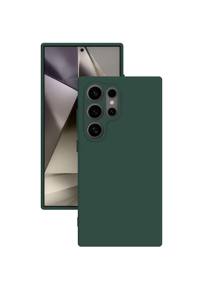 Samsung Galaxy Uyumlu S24 Ultra Kılıf Kamera Korumalı Silikon Rubber Arka Kapak Haki
