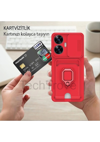 Xiaomi Redmi Note 11 Kılıf Kamera Koruma Sürgülü Kartvizitli Kartlıklı Standlı İpli Renkli Kapak