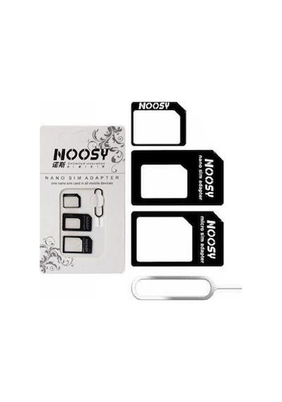 Noosy Nano ve Mikro Sim Kart Adaptörü+Iğne Set Beyaz