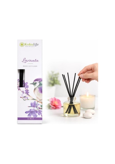 Lavanta Kokulu Reed Diffuser Oda Kokusu 50 Ml, Uzun Süre Kalıcı Ortam Kokulandırıcı, Çubuklu Oda Parfümü, Ev Ofis Banyo Dekoratif Koku Çözümü Diğer