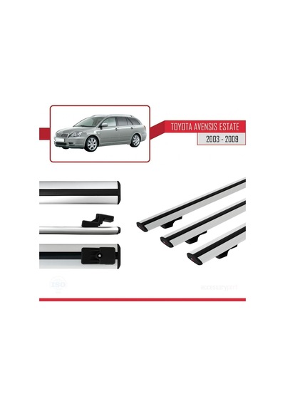 Toyota Avensis Sw 2003-2009 Arası İle Uyumlu Basic Model Ara Atkı Tavan Barı Gri 3 Adet