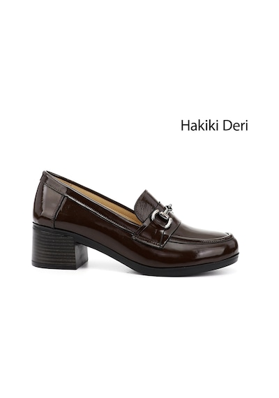Gönderi(R) Gönderi R Kadın Kahve Rugan Kısa Kalın Topuklu Hakiki Deri Ayakkabı Ddza55945536 Kahve