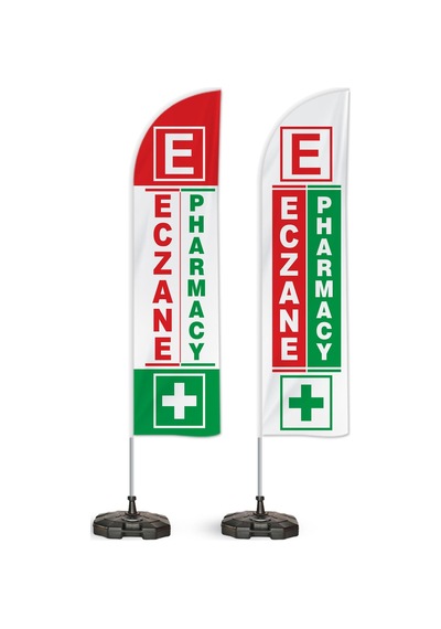 2li Eczane Pharmacy Yönlendirme Tanıtım ve Reklam Yelken Bayragı Logolu