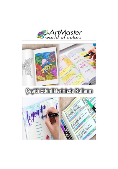 A5 Eskiz Defteri 50 Yaprak 100 Gr 1 Adet 48 Renk Marker Kalem Çift Taraflı Touch Çift Uçlu Eskiz Defteri Boya Seti