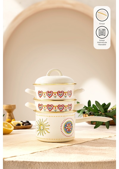 Solemar Emaye Midi Set 14 Cm Multicolor