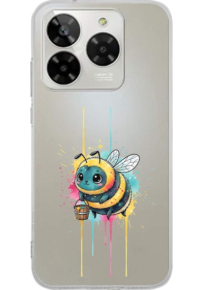 General Mobile Era 50 İle Uyumlu Splash Arı Tasarımlı Şeffaf Silikon Kılıf 051b