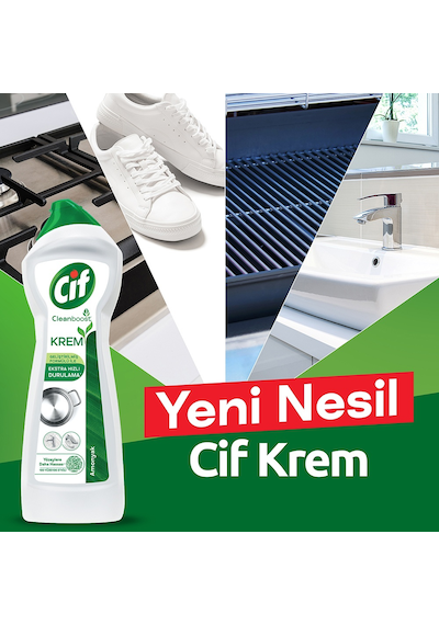Cif Krem Limon Amonyak Müge Frezya Çiçeği Yüzey Temizleyici 3 x 750 ML + Mikrofiber Bez