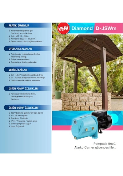 Alarko Jet D-Jswm-15M 1.5Hp 220V 50Lt Tanklı Paket Jet Hidrofor