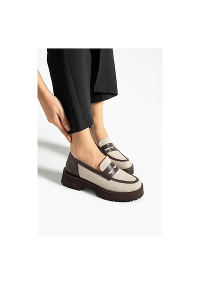 Kadın Yüksek Taban Günlük Loafer Vela - Bej Ve Kahverengi Bej Ve Kahve
