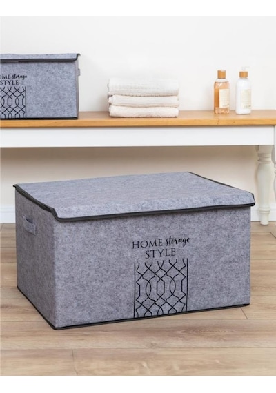 Keçe Kapaklı Mega Plus Baza Hurcu, Çok Amaçlı Düzenleyici Organizer Kutu Mega Boy 57x41x31cm Gri