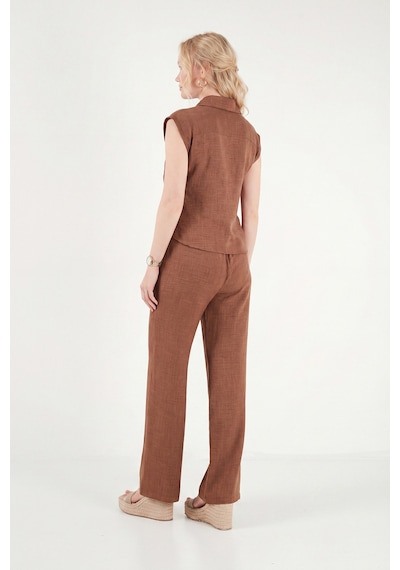 Lela Regular Fit Bağlama Detaylı Kolsuz Takım Bayan Takım 5866787 Kahve
