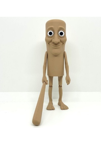 Cursed Man - Elinde Sopalı Komik 3d Figür - Dekoratif Oyuncu Hediyesi - Meme Figür 15cm