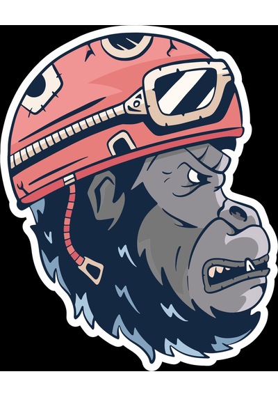 Motorcu Goril Sticker 10x10 Cmrenkli Sticker