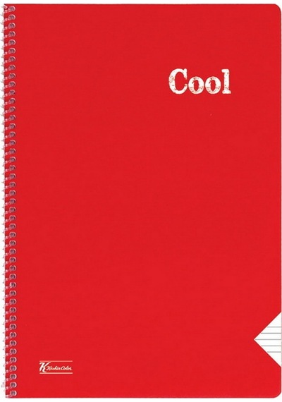 Cool A4 72 Yaprak Plastik Kapak Spiralli Defter 321611 Çizgili Kırmızı