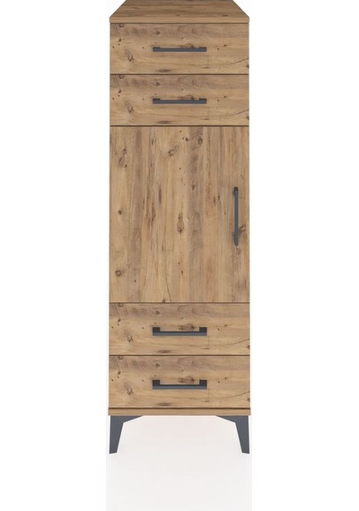 Kronos Dolap 2 Raflı 4 Çekmeceli Tek Kapaklı 44x59x134 Çam-çam Çam
