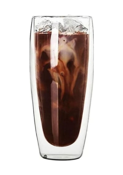 Çift Cidarlı Uzun Meşrubat, Kokteyl, Latte, Su Bardağı, 320 Ml, Cam Bardak, 1 Adet - 12324 Açık Kırmızı