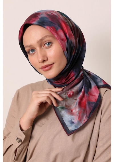 Levidor Lotus Desen Eşarp - 06108 Füme-bordo-05
