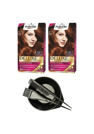 Palette Deluxe Saç Boya 6 - 70 Bakır Kahve+Boyama Seti