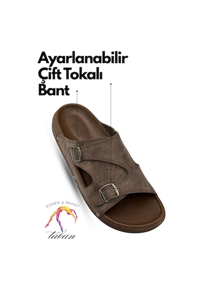 Sermoda Erkek Terlik - Çift Toka Ayarlanabilir Esnek Taban Deri Erkek Terlik T Kahve Kahverengi Sermoda Erkek Terlik - Çift Toka Ayarlanabilir Esnek Taban Deri Erkek Terlik T Kahve Kahverengi