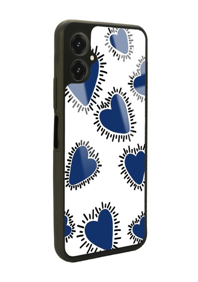 Omix X5 Mavi Kalp Tasarımlı Glossy Telefon Kılıfı Çok Renkli