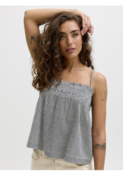 Kadin Kare Yaka Kolsuz Bluz - Zoe - 12287760 Siyah